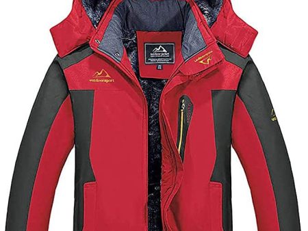 Magcomsen Chaqueta de esquí impermeable para hombre a prueba de viento al aire libre Parka de montaña con capucha, Hombre, rojo, S Discount