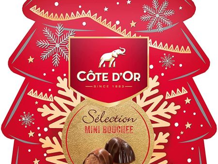 Côte d Or - Mini Bocado de Leche y Praliné Oscuro - Bombones de Navidad - 1 Caja en Forma de Árbol de 130 g Embalaje Deteriorado Fashion