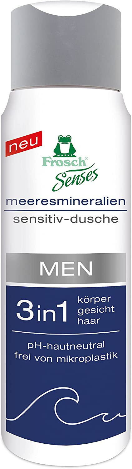 Frosch Senses Men Sea Minerals - Gel de ducha sensible para pieles sensibles, pH neutro y vegano, sin microplástico, cuidado corporal, 300 ml Embalaje Deteriorado Hot on Sale