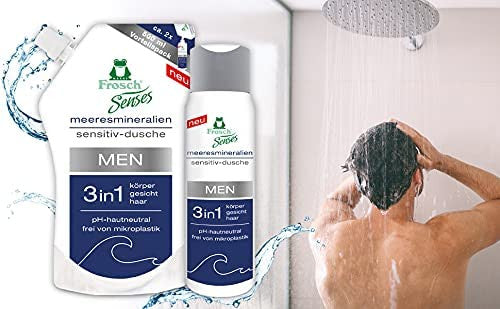 Frosch Senses Men Sea Minerals - Gel de ducha sensible para pieles sensibles, pH neutro y vegano, sin microplástico, cuidado corporal, 300 ml Embalaje Deteriorado Hot on Sale