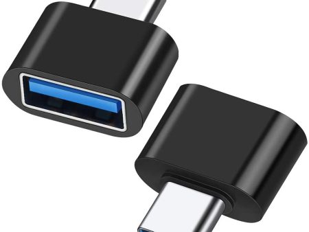 Adaptador USB C a USB A 3.0 (Paquete de 2), Adaptador Tipo C a USB 3.0 Compatible con MacBook, Teléfonos y Tabletas con Puertos USB-C, Negro Embalaje Deteriorado For Sale